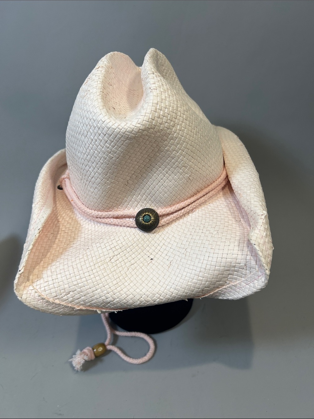 Lot of 4 Women’s Straw Fashion Cowboy Hats- Pink 2 (small/med) White & Turquoise - Picture 11 of 17